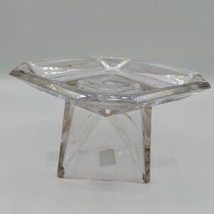 Partylite Reversible Candle Holder Clear Cut Glass Crystal‎